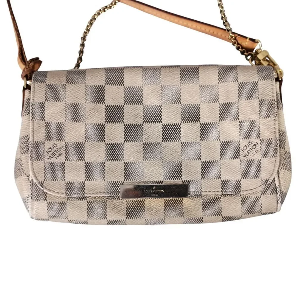 LOUIS VUITTON Favorite MM Damier Azur Crossbody Bag White